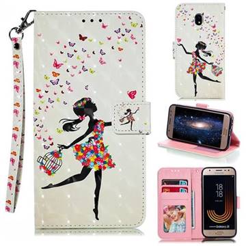 Flower Girl 3D Painted Leather Phone Wallet Case for Samsung Galaxy J3 2017 J330 Eurasian