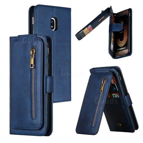 Multifunction 9 Cards Leather Zipper Wallet Phone Case for Samsung Galaxy J3 2017 J330 Eurasian - Blue