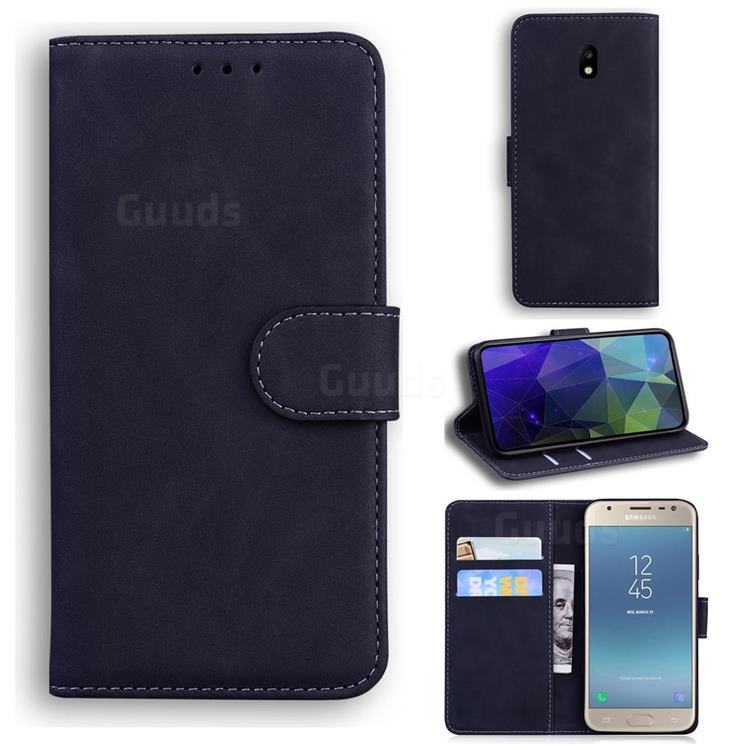 Retro Classic Skin Feel Leather Wallet Phone Case for Samsung Galaxy J3 2017 J330 Eurasian - Black