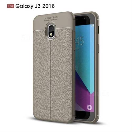 Luxury Auto Focus Litchi Texture Silicone TPU Back Cover for Samsung Galaxy J3 (2018) - Gray