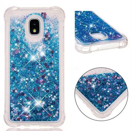 Dynamic Liquid Glitter Sand Quicksand TPU Case for Samsung Galaxy J3 (2018) - Blue Love Heart