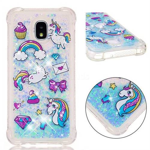 Fashion Unicorn Dynamic Liquid Glitter Sand Quicksand Star TPU Case for Samsung Galaxy J3 (2018)