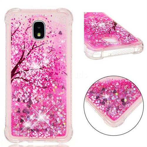 Pink Cherry Blossom Dynamic Liquid Glitter Sand Quicksand Star TPU Case for Samsung Galaxy J3 (2018)
