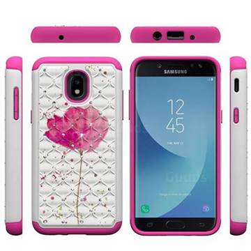 Watercolor Studded Rhinestone Bling Diamond Shock Absorbing Hybrid Defender Rugged Phone Case Cover for Samsung Galaxy J3 (2018)