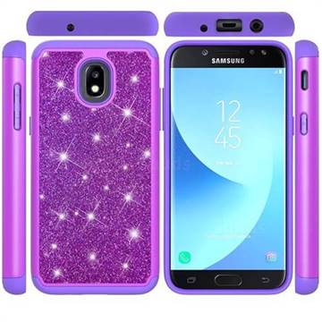 Glitter Rhinestone Bling Shock Absorbing Hybrid Defender Rugged Phone Case Cover for Samsung Galaxy J3 (2018) - Purple