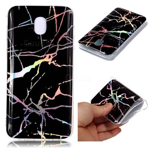 Plating Black Marble Pattern Bright Color Laser Soft TPU Case for Samsung Galaxy J3 (2018)