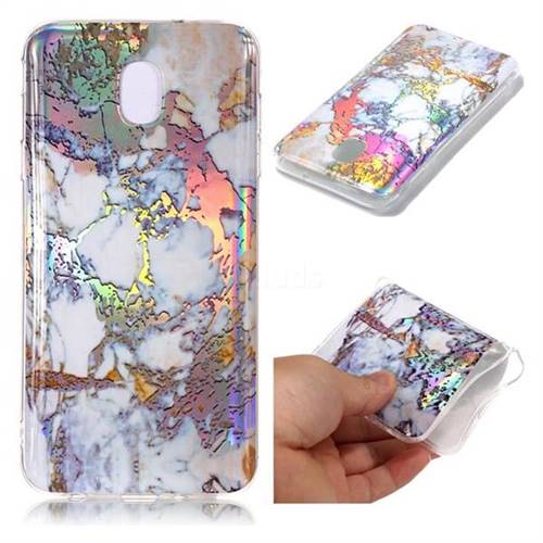 Gold Plating Marble Pattern Bright Color Laser Soft TPU Case for Samsung Galaxy J3 (2018)