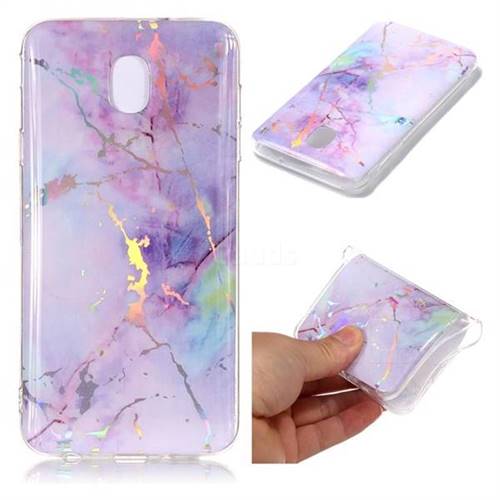 Pink Purple Marble Pattern Bright Color Laser Soft TPU Case for Samsung Galaxy J3 (2018)