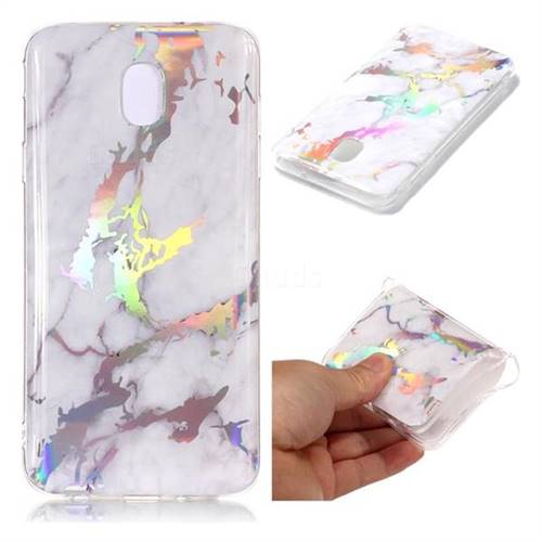 White Marble Pattern Bright Color Laser Soft TPU Case for Samsung Galaxy J3 (2018)