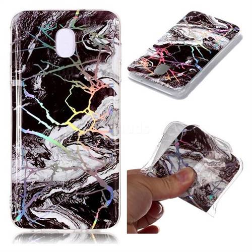 White Black Marble Pattern Bright Color Laser Soft TPU Case for Samsung Galaxy J3 (2018)