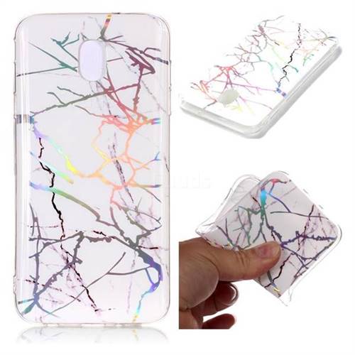 Color White Marble Pattern Bright Color Laser Soft TPU Case for Samsung Galaxy J3 (2018)