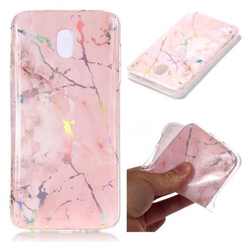 Powder Pink Marble Pattern Bright Color Laser Soft TPU Case for Samsung Galaxy J3 (2018)