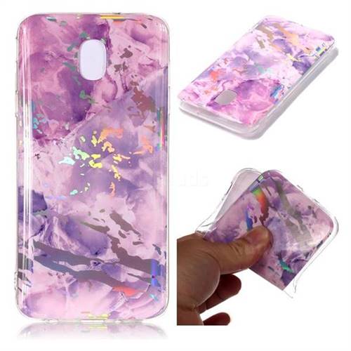 Purple Marble Pattern Bright Color Laser Soft TPU Case for Samsung Galaxy J3 (2018)
