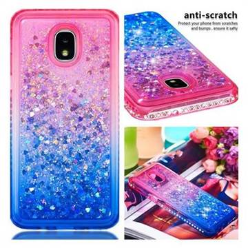 Diamond Frame Liquid Glitter Quicksand Sequins Phone Case for Samsung Galaxy J3 (2018) - Pink Blue