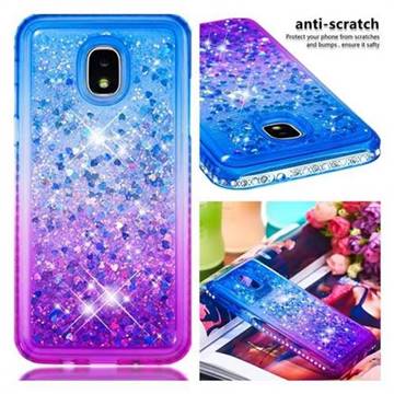 Diamond Frame Liquid Glitter Quicksand Sequins Phone Case for Samsung Galaxy J3 (2018) - Blue Purple