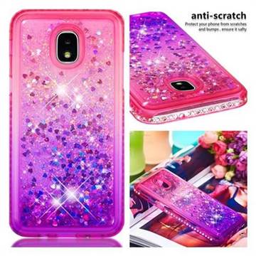 Diamond Frame Liquid Glitter Quicksand Sequins Phone Case for Samsung Galaxy J3 (2018) - Pink Purple