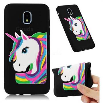 Rainbow Unicorn Soft 3D Silicone Case for Samsung Galaxy J3 (2018) - Black
