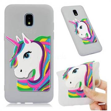 Rainbow Unicorn Soft 3D Silicone Case for Samsung Galaxy J3 (2018) - Translucent White