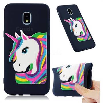 Rainbow Unicorn Soft 3D Silicone Case for Samsung Galaxy J3 (2018) - Navy
