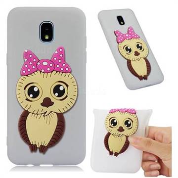 Bowknot Girl Owl Soft 3D Silicone Case for Samsung Galaxy J3 (2018) - Translucent White