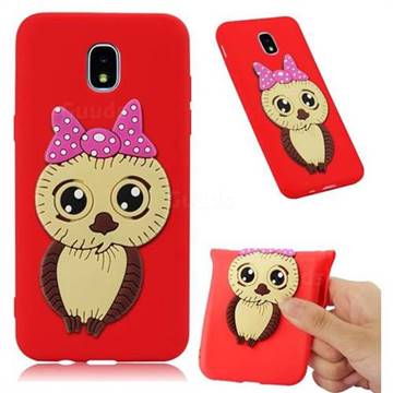 Bowknot Girl Owl Soft 3D Silicone Case for Samsung Galaxy J3 (2018) - Red