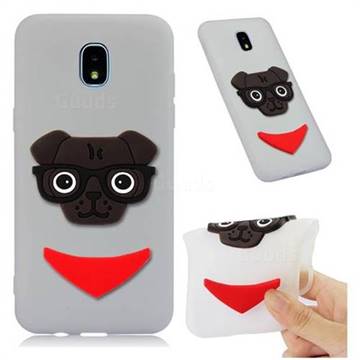 Glasses Dog Soft 3D Silicone Case for Samsung Galaxy J3 (2018) - Translucent White