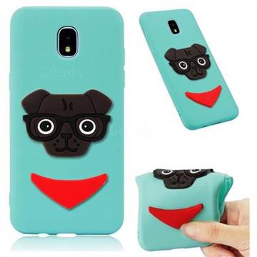 Glasses Dog Soft 3D Silicone Case for Samsung Galaxy J3 (2018) - Sky Blue