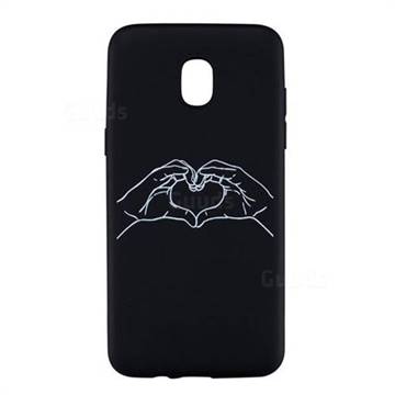 Heart Hand Stick Figure Matte Black TPU Phone Cover for Samsung Galaxy J3 (2018)