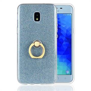 Luxury Soft TPU Glitter Back Ring Cover with 360 Rotate Finger Holder Buckle for Samsung Galaxy J3 (2018) - Blue
