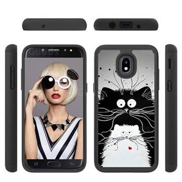 Black and White Cat Shock Absorbing Hybrid Defender Rugged Phone Case Cover for Samsung Galaxy J3 (2018)