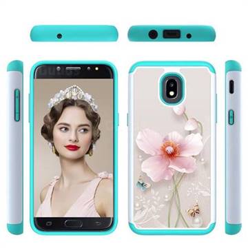 Pearl Flower Shock Absorbing Hybrid Defender Rugged Phone Case Cover for Samsung Galaxy J3 (2018)