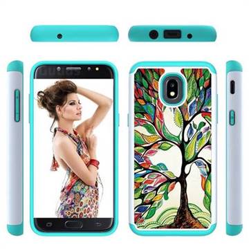 Multicolored Tree Shock Absorbing Hybrid Defender Rugged Phone Case Cover for Samsung Galaxy J3 (2018)