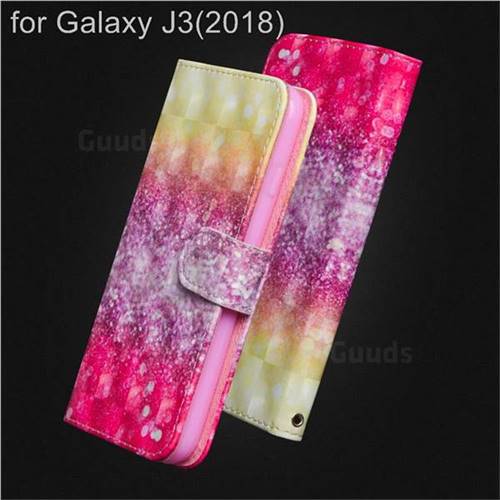 Gradient Rainbow 3D Painted Leather Wallet Case for Samsung Galaxy J3 (2018)