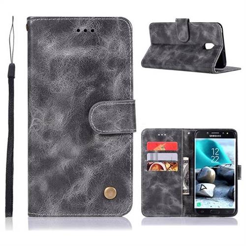 Luxury Retro Leather Wallet Case for Samsung Galaxy J3 (2018) - Gray