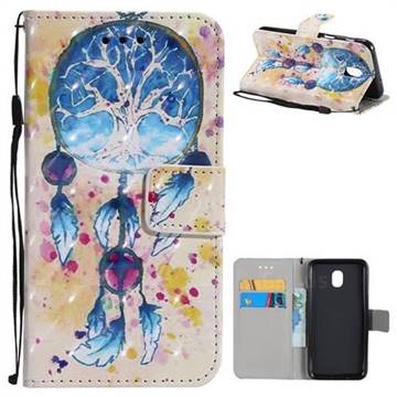 Blue Dream Catcher 3D Painted Leather Wallet Case for Samsung Galaxy J3 (2018)