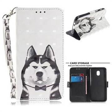 Husky Dog 3D Painted Leather Wallet Phone Case for Samsung Galaxy J3 (2018)