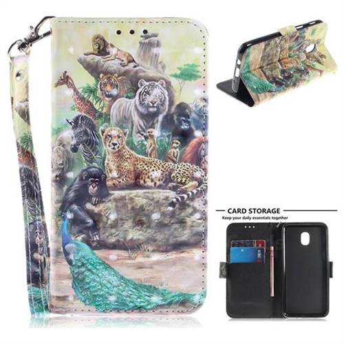 Beast Zoo 3D Painted Leather Wallet Phone Case for Samsung Galaxy J3 (2018)