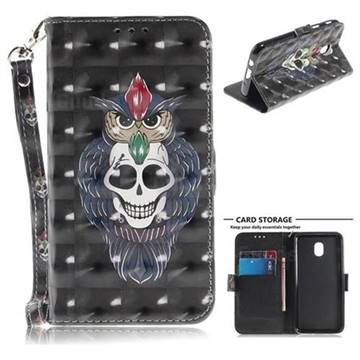 Skull Cat 3D Painted Leather Wallet Phone Case for Samsung Galaxy J3 (2018)