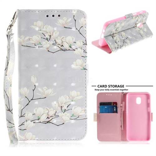 Magnolia Flower 3D Painted Leather Wallet Phone Case for Samsung Galaxy J3 (2018)