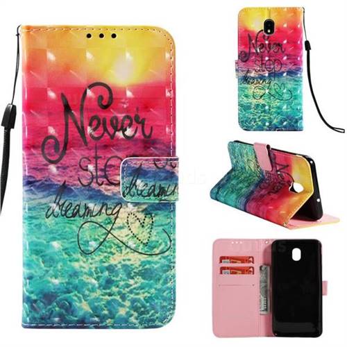 Colorful Dream Catcher 3D Painted Leather Wallet Case for Samsung Galaxy J3 (2018)