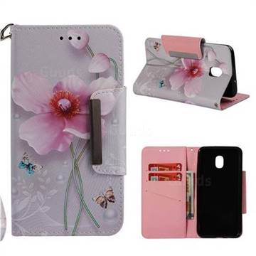 Pearl Flower Big Metal Buckle PU Leather Wallet Phone Case for Samsung Galaxy J3 (2018)