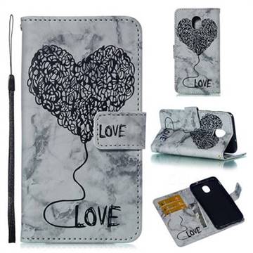 Marble Heart PU Leather Wallet Phone Case for Samsung Galaxy J3 (2018) - Black