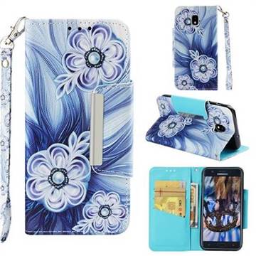 Button Flower Big Metal Buckle PU Leather Wallet Phone Case for Samsung Galaxy J3 (2018)