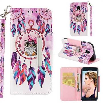 Owl Wind Chimes Big Metal Buckle PU Leather Wallet Phone Case for Samsung Galaxy J3 (2018)