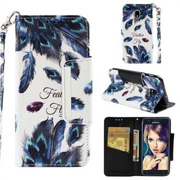 Peacock Feather Big Metal Buckle PU Leather Wallet Phone Case for Samsung Galaxy J3 (2018)