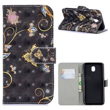 Black Butterfly 3D Painted Leather Phone Wallet Case for Samsung Galaxy J3 (2018)