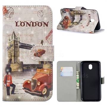 Retro London 3D Painted Leather Phone Wallet Case for Samsung Galaxy J3 (2018)