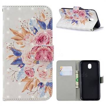 Rose Flowers 3D Painted Leather Phone Wallet Case for Samsung Galaxy J3 (2018)