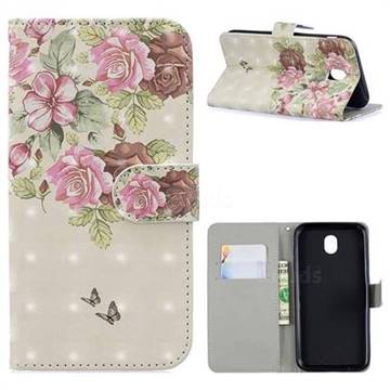 Beauty Rose 3D Painted Leather Phone Wallet Case for Samsung Galaxy J3 (2018)