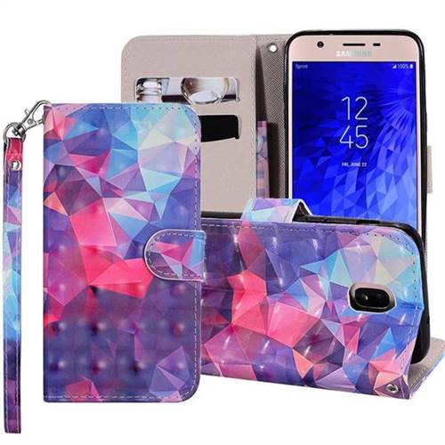Colored Diamond 3D Painted Leather Phone Wallet Case Cover for Samsung Galaxy J3 (2018)